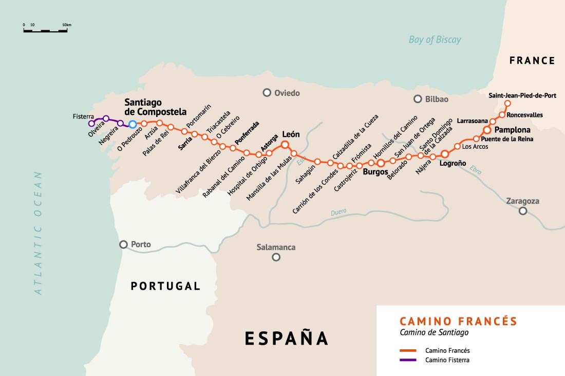 el camino de santiago route map